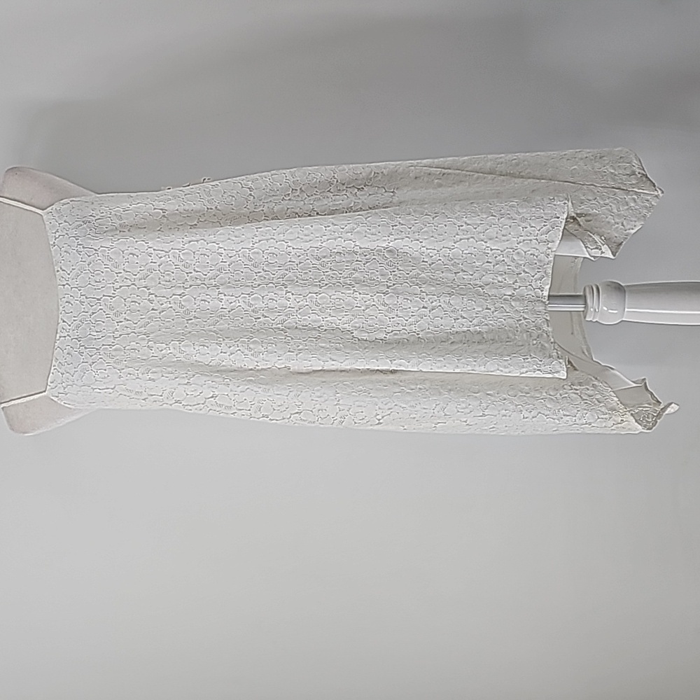 BCBGeneration White Lace Lined Loose Fit Flowy Dress Thin Straps Dainty Summer - Picture 11 of 11